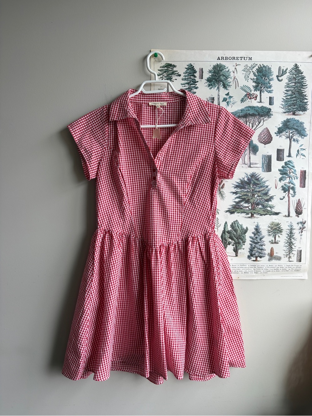 Copper Key Plaid Red Dress Collared Medium